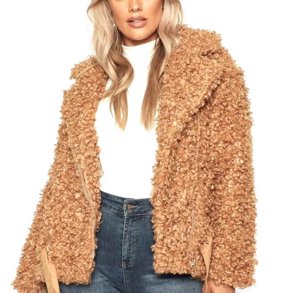 TEDDY FAUX AVIATOR JACKET size 8 oversized like new